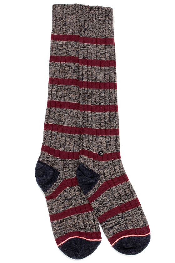 Stance Ella Burgundy Striped Socks