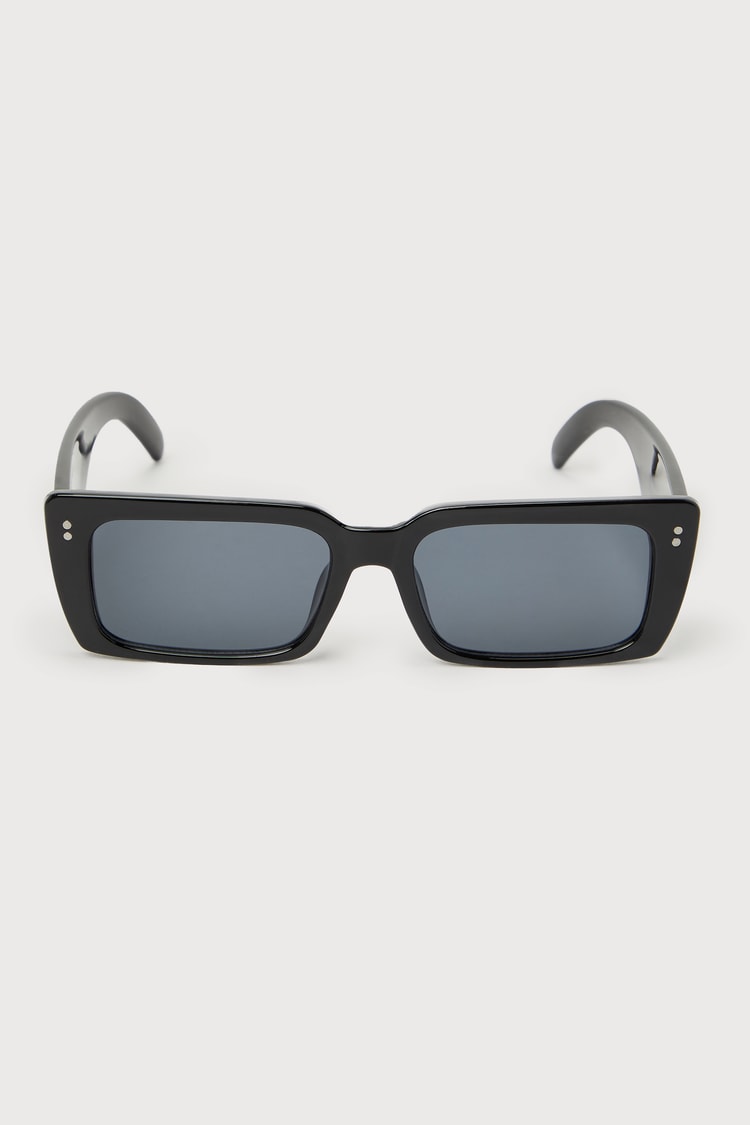 Icon Ready Black Rectangular Sunglasses