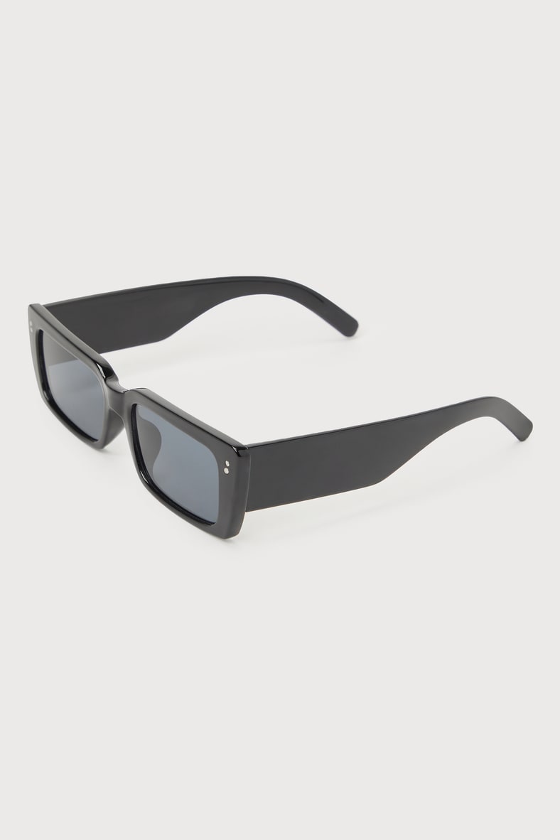 Icon Ready Black Rectangular Sunglasses