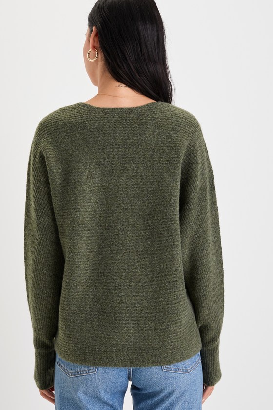 Lightweight V-Neck Sweater in Olive main image 1