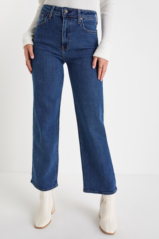 Chic Girl Dark Wash Denim High-Rise Straight Leg Jeans 4