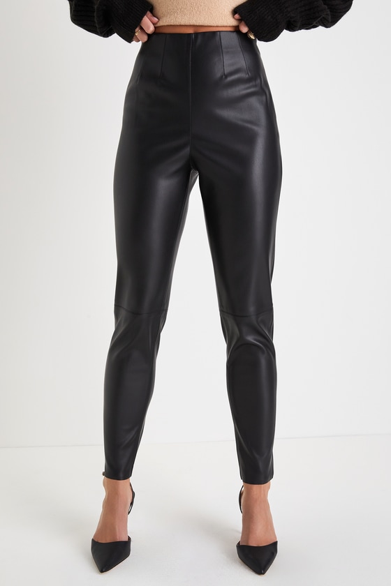 Black Skinny Pants Vegan Leather Pants HighRise Pants Lulus