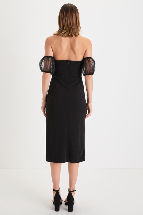 Lorraine Off Shoulder Puff Sleeves Midi Dress