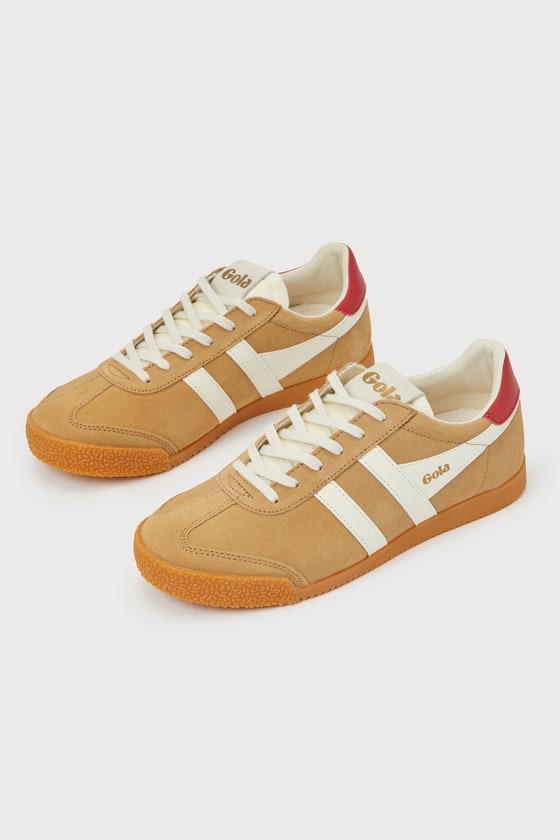 GOLA ELAN CARAMEL COLOR BLOCK SUEDE LEATHER SNEAKERS