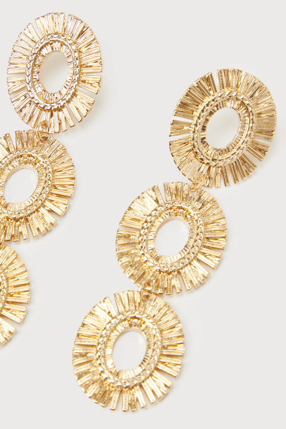 Lulus Burst Of Brilliance Gold Drop Earrings