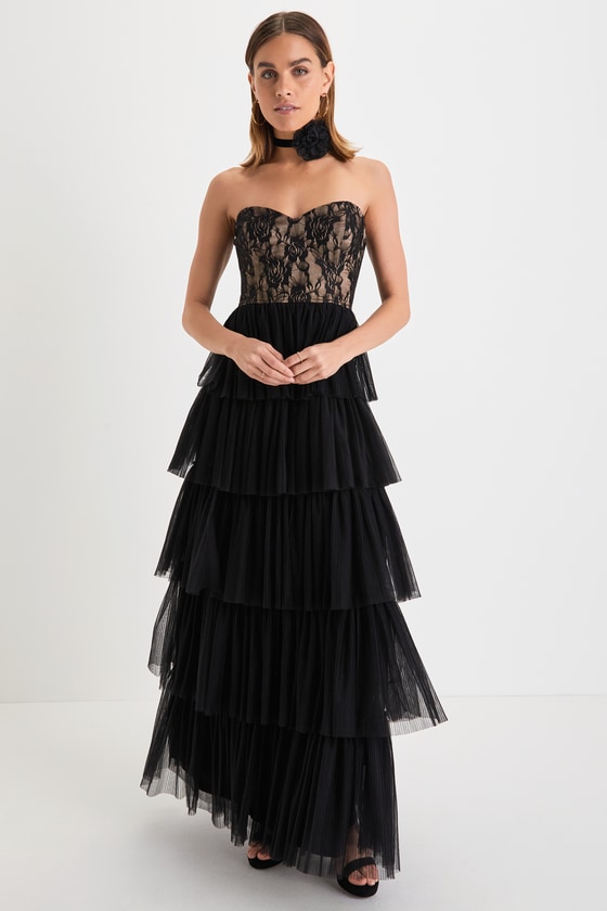 Strapless Tulle Little Black Dress