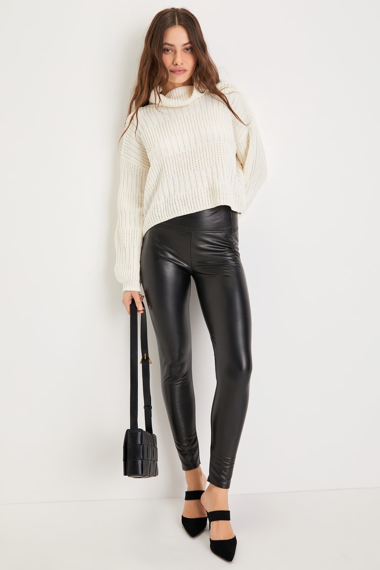 Sexy High Waisted Faux Leather Vegan Leather Leggings For Women