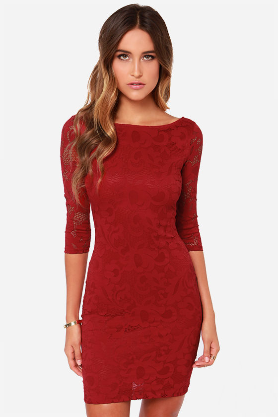 Wine Red Dress Bodycon Dress Sexy Dress 49.00 Lulus