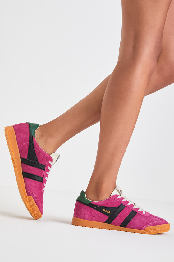 GOLA ELAN FUCHSIA COLOR BLOCK SUEDE LEATHER SNEAKERS