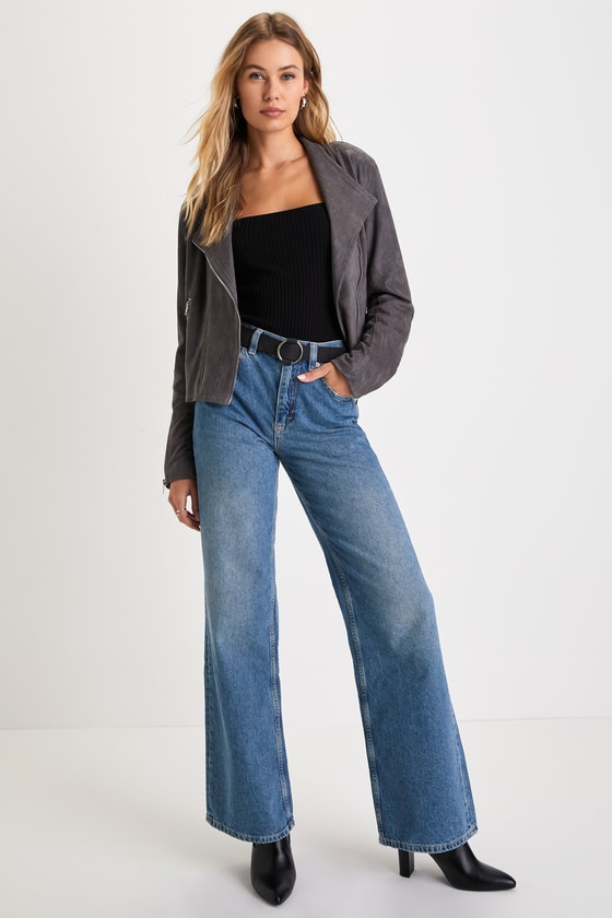 Free People Tinsley - Medium Wash Jeans - Baggy High Rise Jeans - Lulus