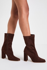 Lockwood Brown Suede Leather Mid-Calf Boots
