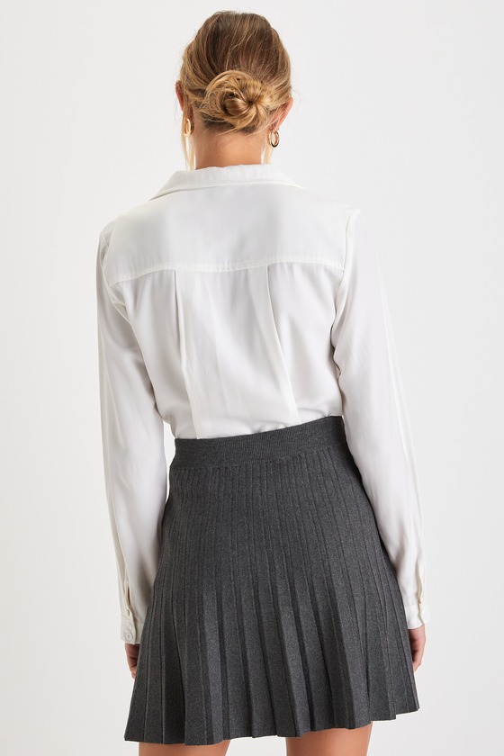 Chic Vision Dark Grey Pleated Sweater Mini Skater Skirt 9