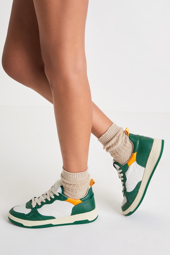 Shop Steve Madden Everlie Green Multi Leather Color Block Sneakers