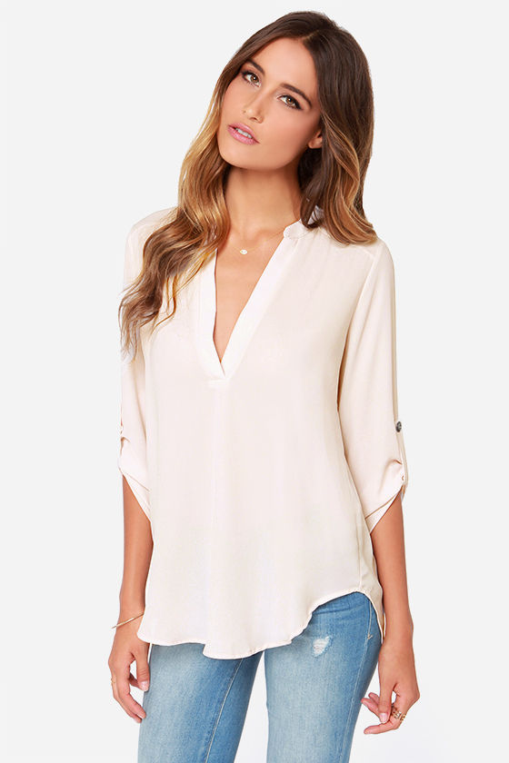beige dressy tops