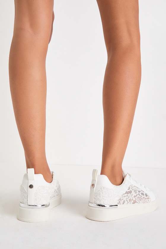 Catelot White Lace Platform Sneakers 5