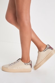 Sienna Gold Cheetah Flatform Lace-Up Sneakers