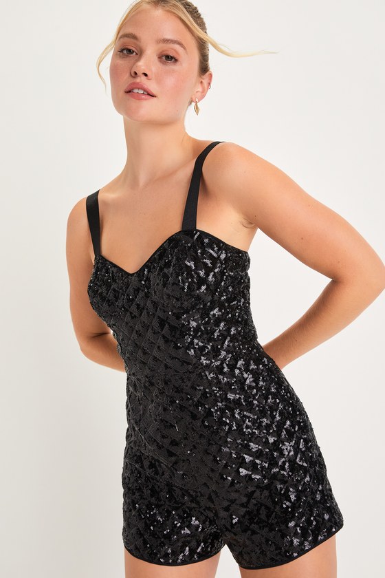 Rylee sequin romper - black main image 1