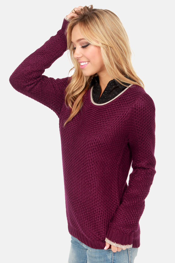 Olive & Oak Sweater - Burgundy Sweater - Knit Sweater - $63.00