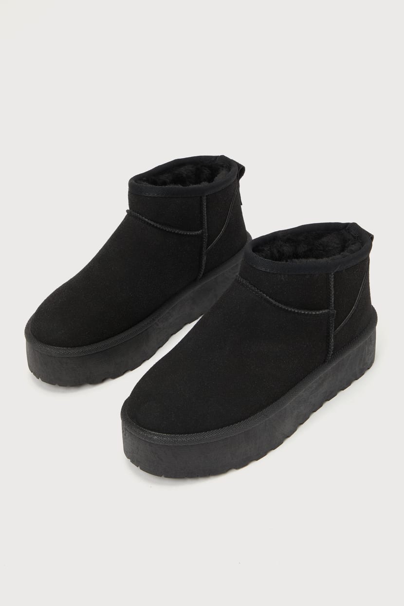 black suede fur lined boots
