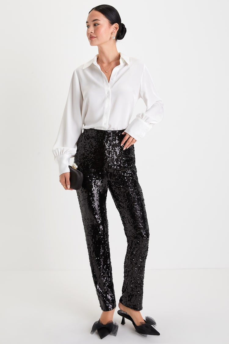 Sequin Trousers - Black curated on LTK
