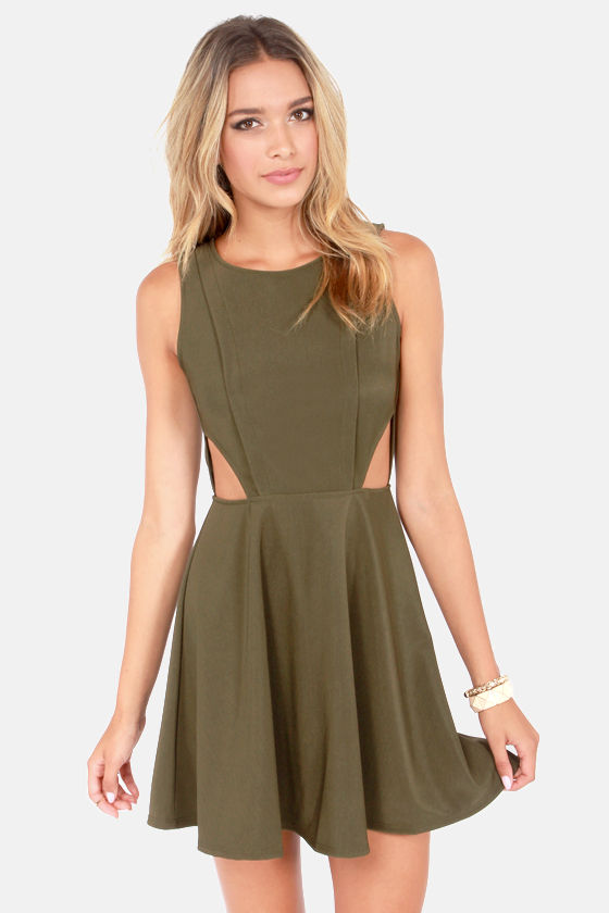 olive green skater dress