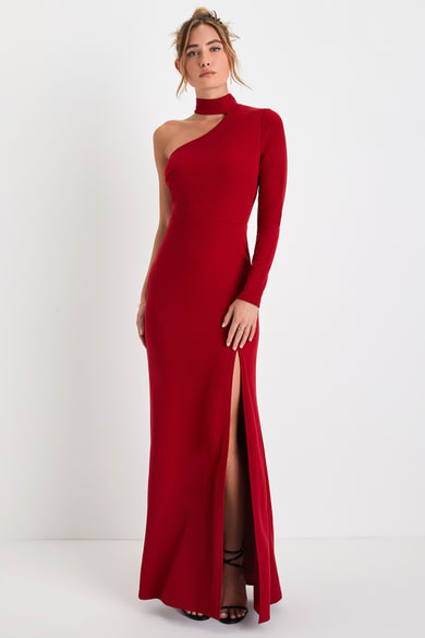 open lace back dress Francis Maxi Dress in Burgundy – Elegant Gown main image 1