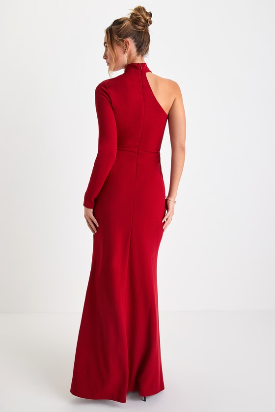 Red Dress - One-Shoulder Maxi Dress - Asymmetrical Cutout Dress - Lulus