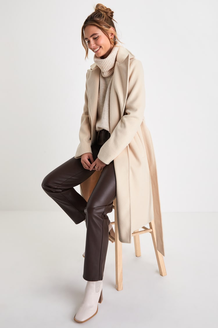 Season of Sophistication Cream Double-Breasted Coat