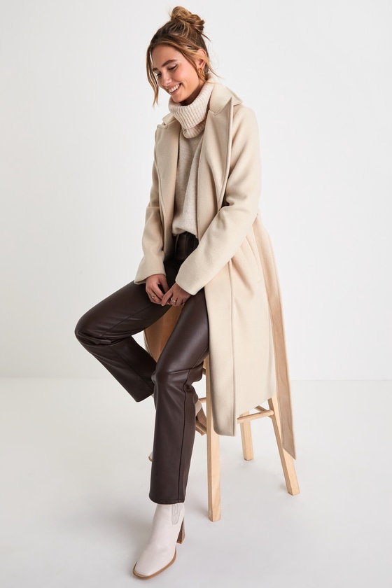 Season of Sophistication Cream Wool Double Breasted Coat 1