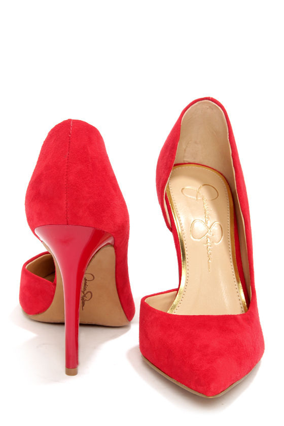 jessica simpson red suede pumps