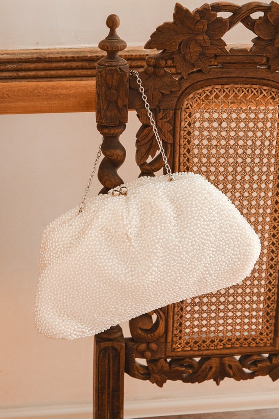 Glowing Glamour White Pearl Oversized Clutch 1