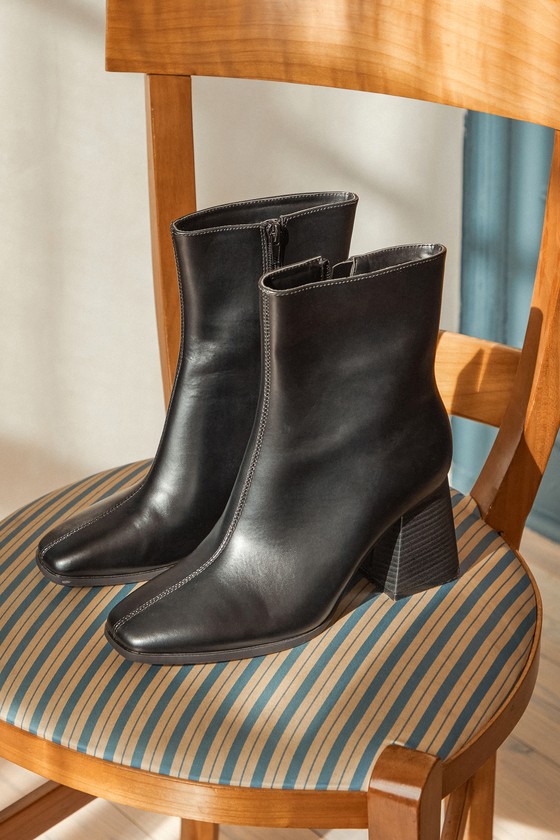 Charleigh Black Square Toe Mid-Calf Boots 1