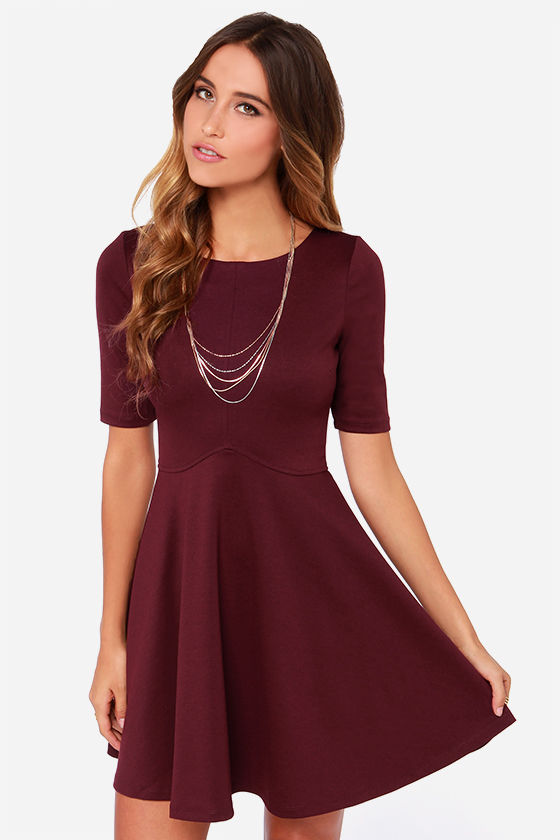 maroon casual dress