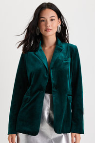 Upper Class Aesthetic Emerald Green Velvet Blazer