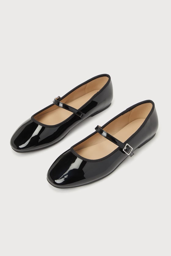 Alavara Black Patent Buckle Ballet Flats 3