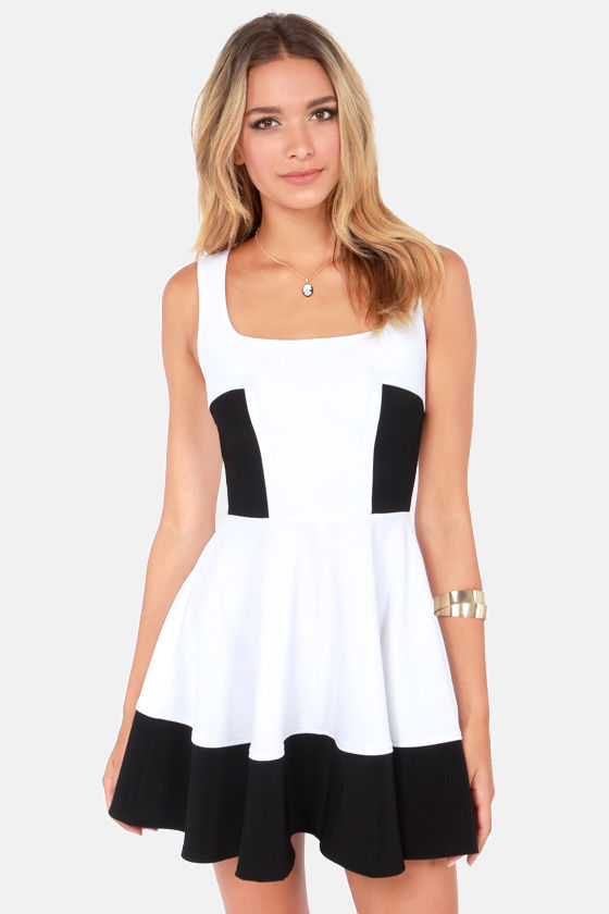 Pretty Black and White Dress - Skater Dress - $42.00 - Lulus