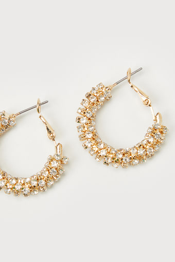 Sophisticated Glow Gold Rhinestone Hoop Earrings 2