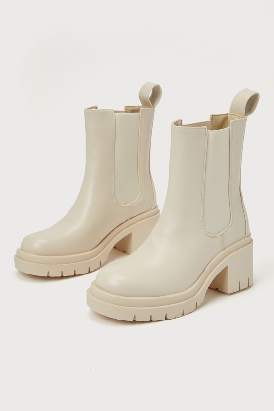 Lulus Mabley Beige Chelsea Ankle Boots In Beige