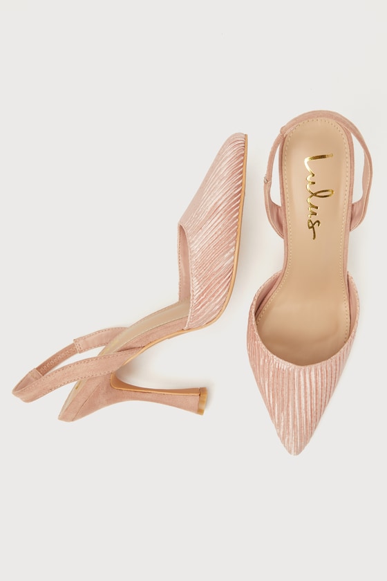 Rhoads Rose Gold Pleated Satin Pointed-Toe Slingback Pumps 1