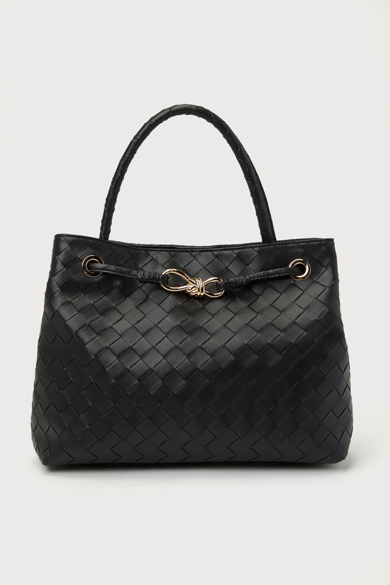 Lulus Chic Sidekick Black Woven Handbag