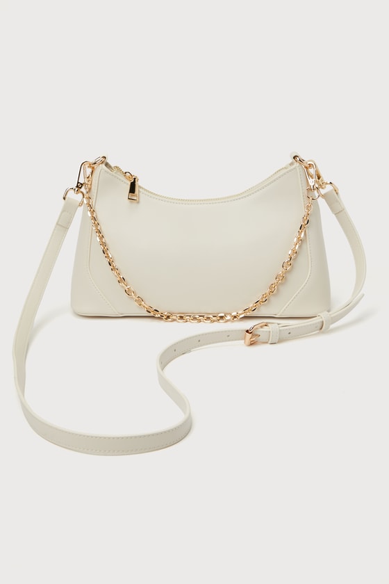 Lulus Charismatic Charm Bone Chain Strap Shoulder Bag In White