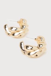 Stunning Aspect Gold Twisted Chunky Hoop Earrings