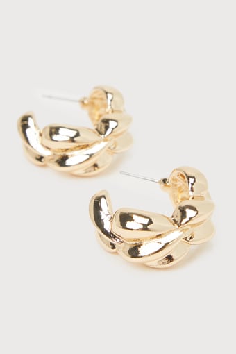 Stunning Aspect Gold Twisted Chunky Hoop Earrings