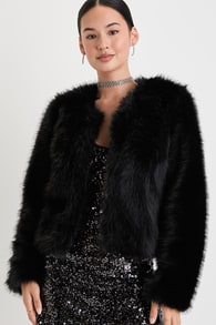 Glam Attitude Black Faux Fur Jacket