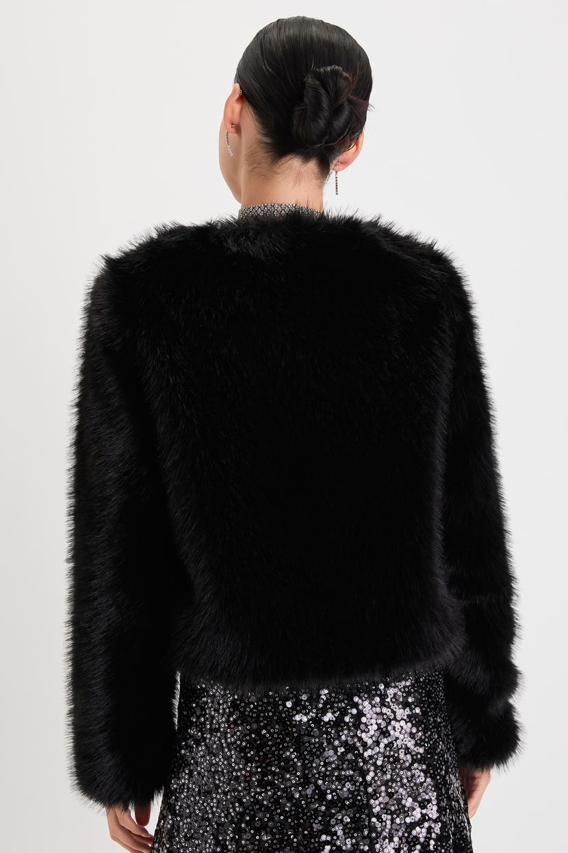 Glam Attitude Black Faux Fur Jacket