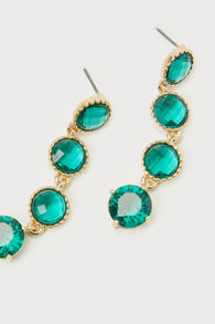 Irresistible Stunner Emerald Green Rhinestone Drop Earrings