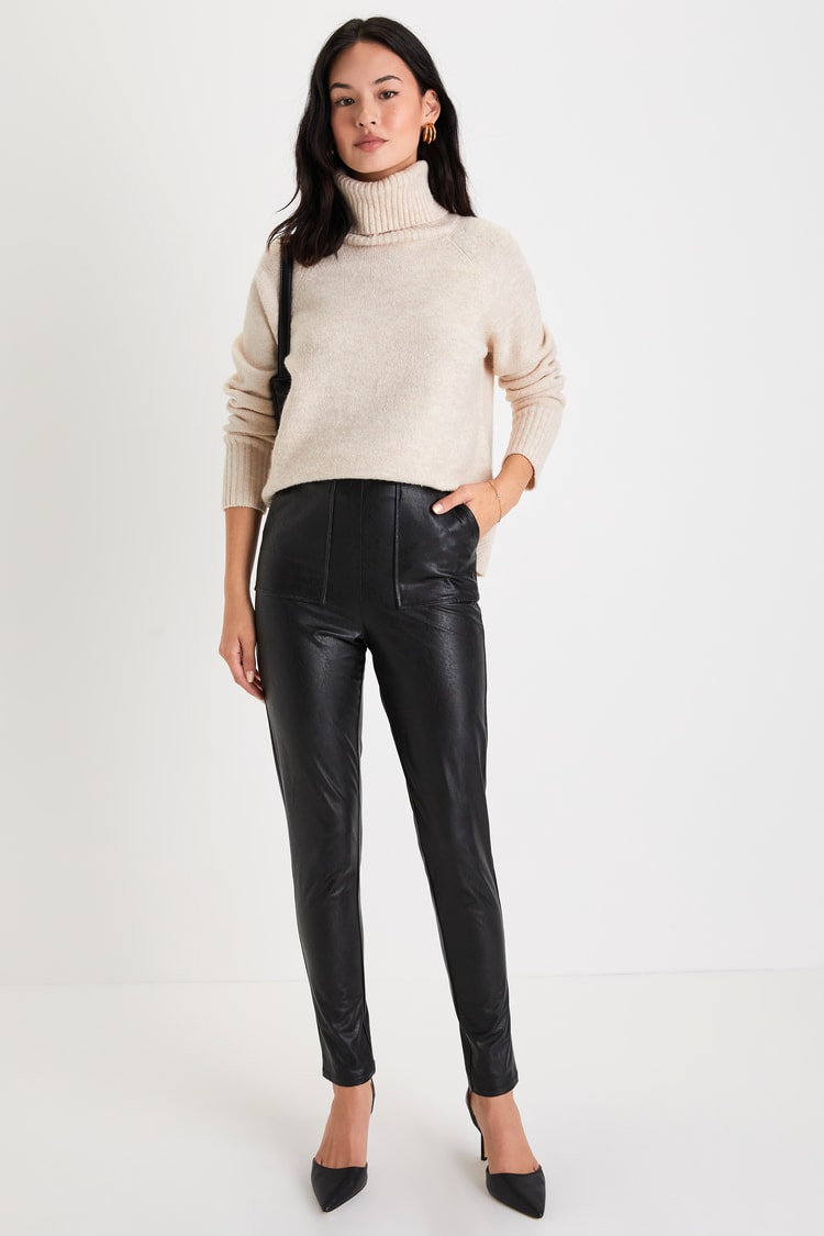 stradivarius leather leggings