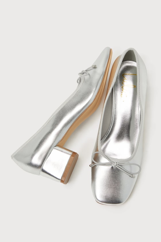 Silver Metallic Mary Janes Low Heel Mary Janes Bow Mary Janes Lulus
