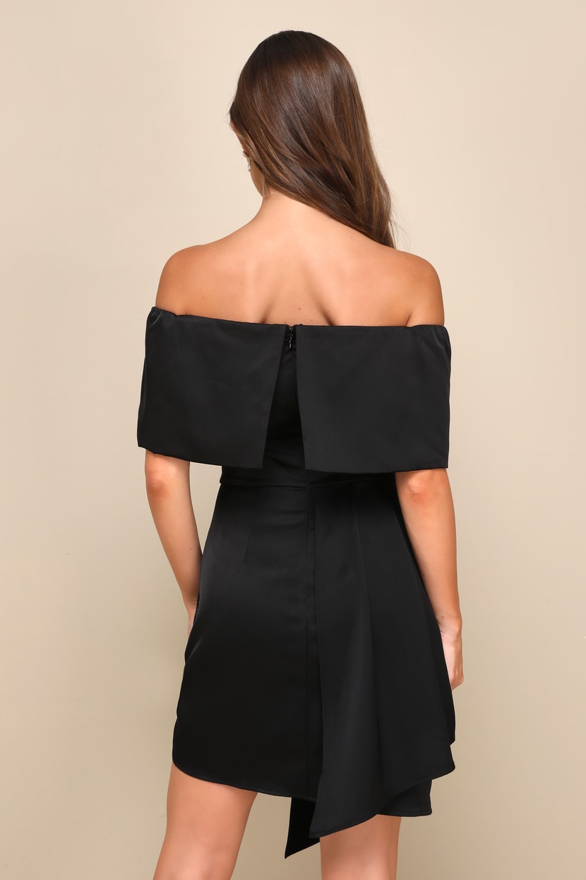 Black Satin Dress - Asymmetrical Dress - Satin Mini Dress - Lulus