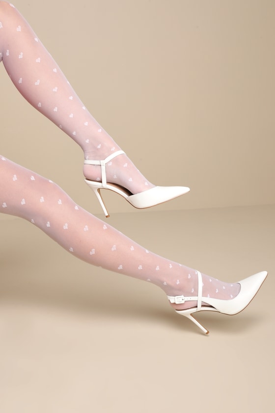 Sheer White Heart Tights 2